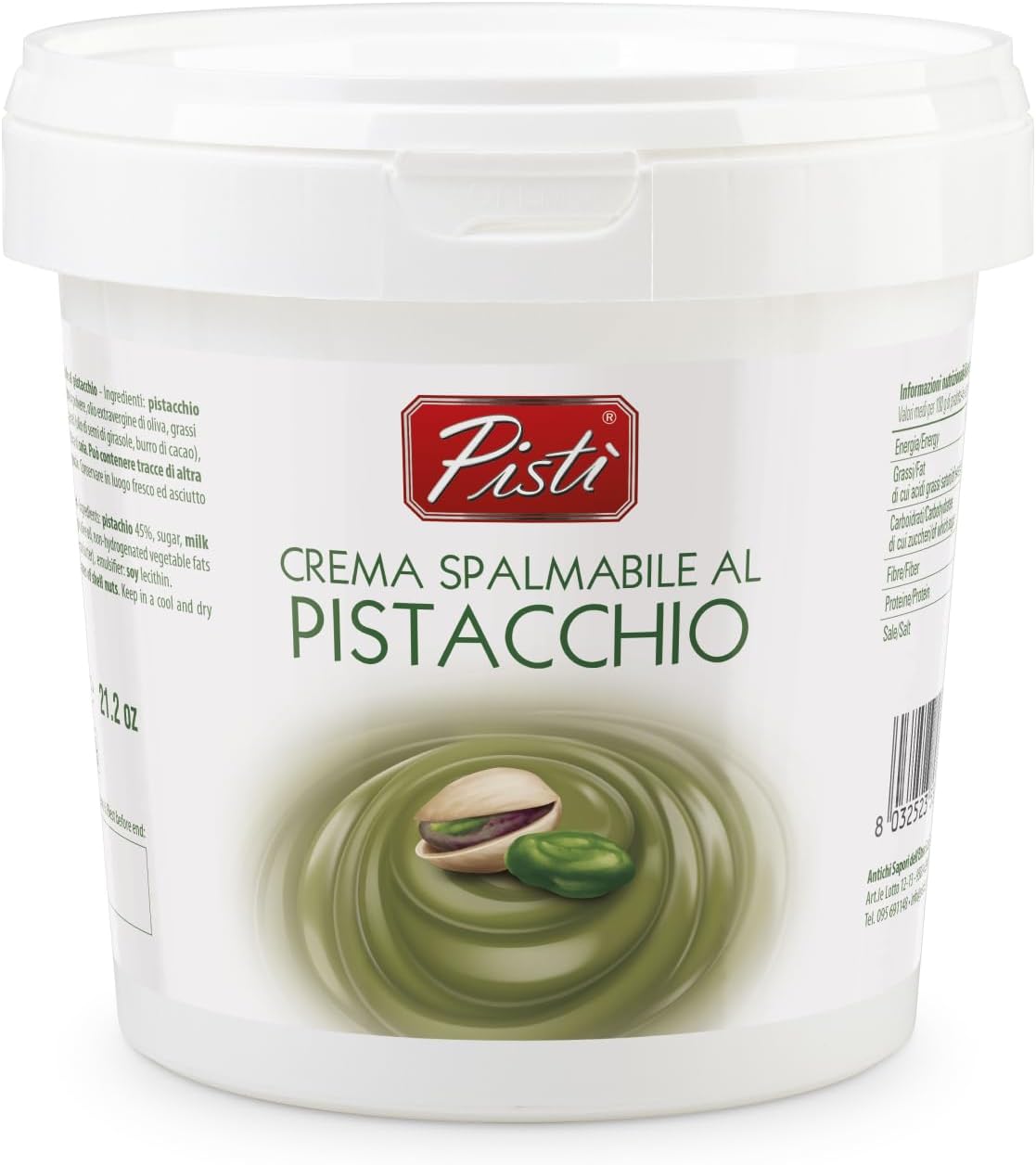 Pistì - Crema Spalmabile al Pistacchio - Con Pistacchi Verdi Selezionati, Lavorazione Artigianale, 100% Naturale - 1 kg