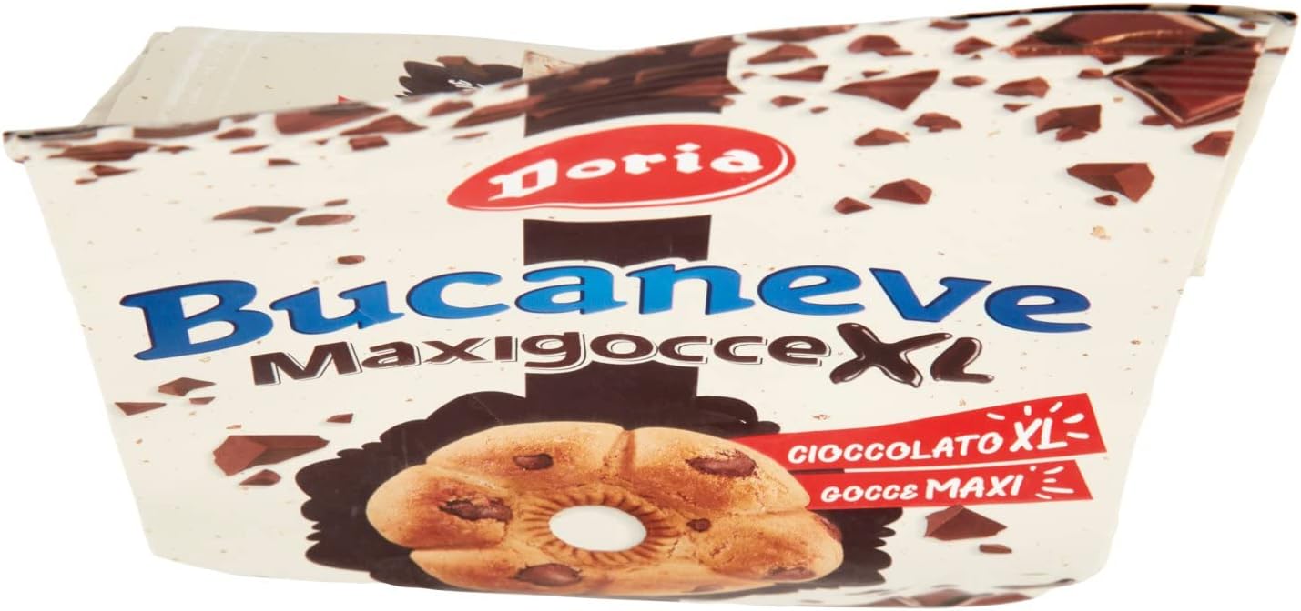 Doria - Bucaneve Maxigocce XL - Biscotti Ideali per la tua Colazione o Spuntino - Confezione da 300 gr