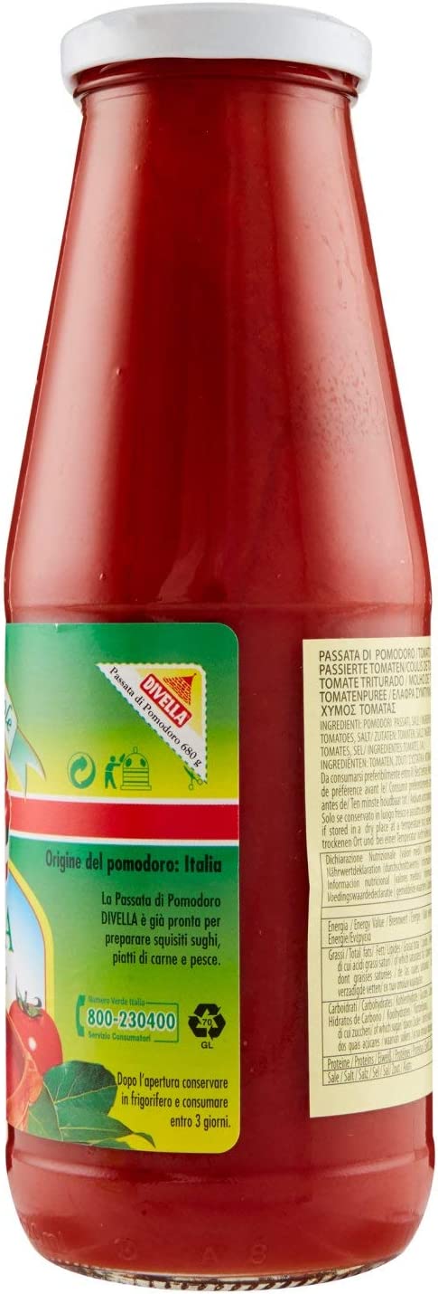 Divella Delizie Campagnole Pomodori Passati Bottiglia di Vetro - 680 gr