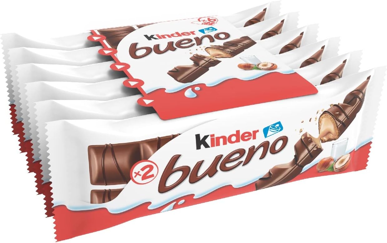 Kinder Bueno, snack al cioccolato, 6 pezzi da 43 gr