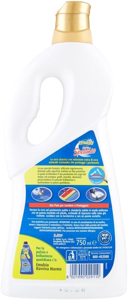 Emulsio - Cera Specchio, Lucida e Protegge - 6 pezzi da 750 ml [4500 ml]