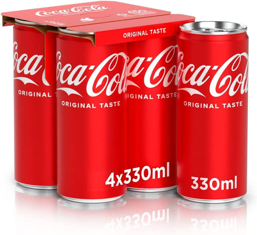 Coca-Cola Original Taste – 4 Lattine da 330 ml, Tutto il Gusto Originale di Coca-Cola, Lattina 100% riciclabile, Bevanda Analcolica