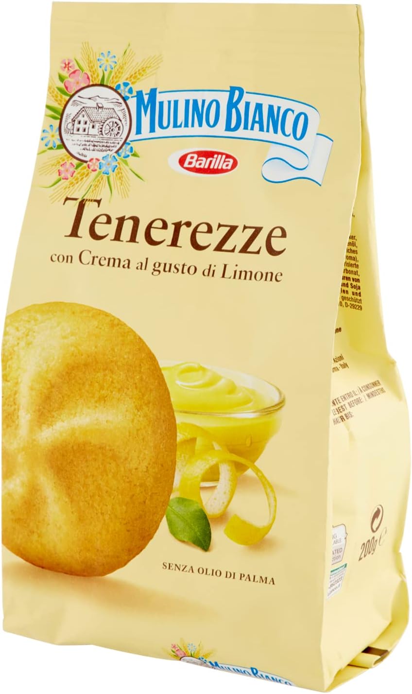 Mulino Bianco Biscotti Frollini Tenerezze con Crema al gusto di Limone, Colazione Ricca di Gusto - 200 gr