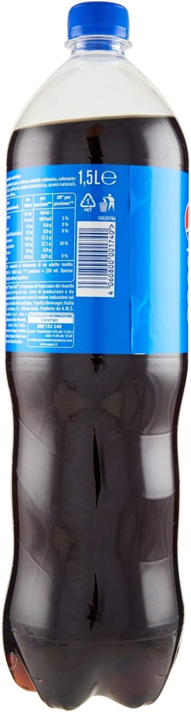 Pepsi Regular, Bevanda Analcolica Gusto Cola, Bottiglia PET Singola, Formato da 1,5L