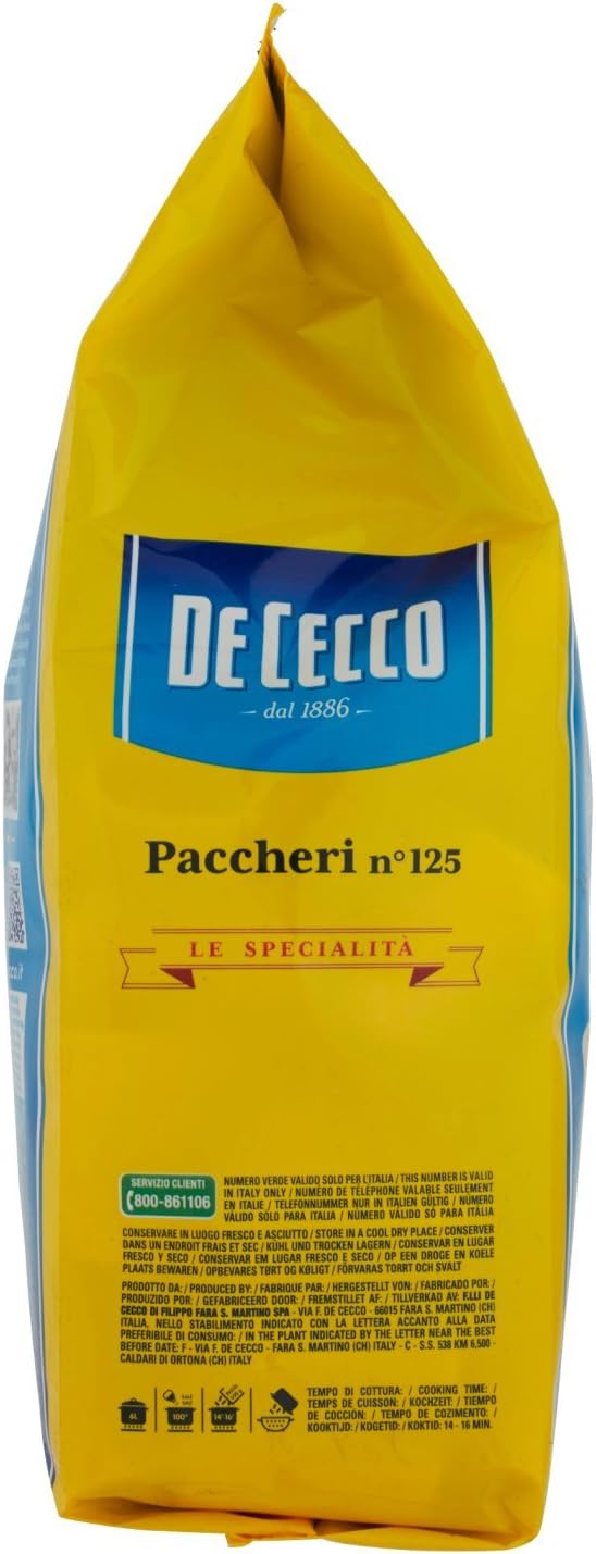 De Cecco Spec."B"125 Paccheri - 6 pezzi da 500 g [3 kg]