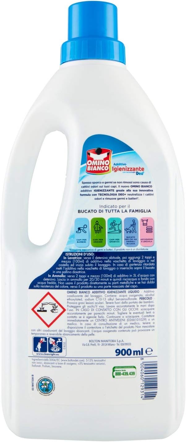 Omino Bianco Disinfettante Liquido - 4 pezzi da 900 ml [3600 ml]
