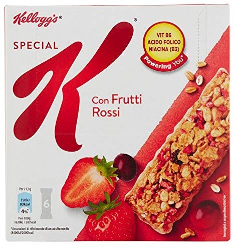 Kellogg's - Barrette di cereali, con Frutti Rossi - 6 pacchetti