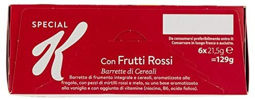 Kellogg's - Barrette di cereali, con Frutti Rossi - 6 pacchetti