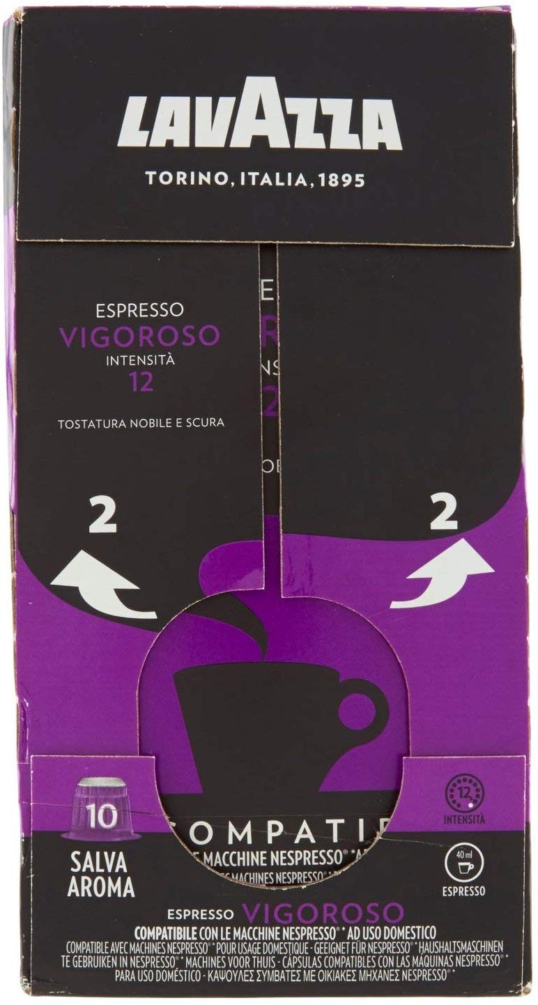 Lavazza Capsule Compatibili Nespresso Espresso Decaffeinato Ricco - 10 confezioni da 10 capsule