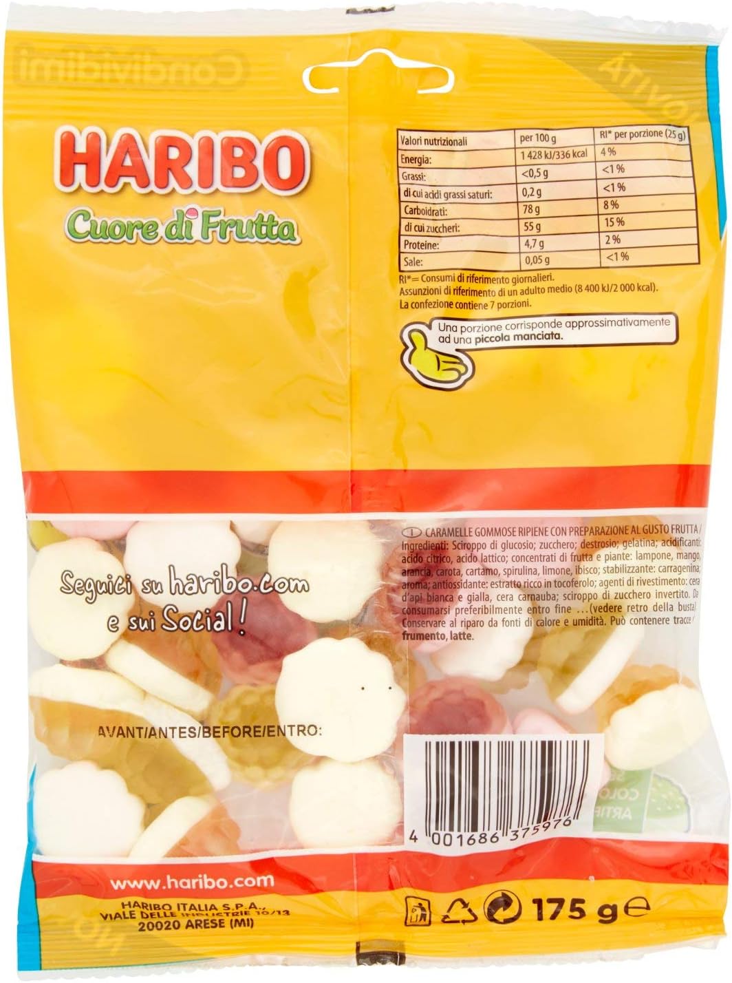 Haribo Cuore di Frutta Caramelle Morbide Gommose, 175g