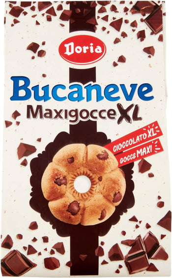 Doria - Bucaneve Maxigocce XL - Biscotti Ideali per la tua Colazione o Spuntino - Confezione da 300 gr