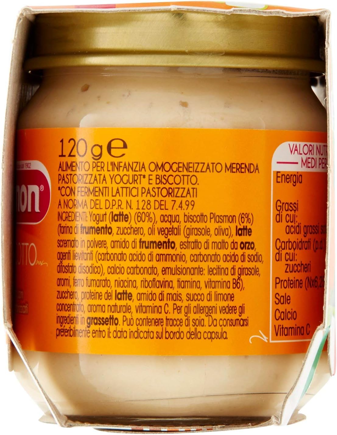 Plasmon Merenda Yogurt e Biscotto Omogeneizzato con Fermenti Lattici Pastorizzati, 2 x 120g