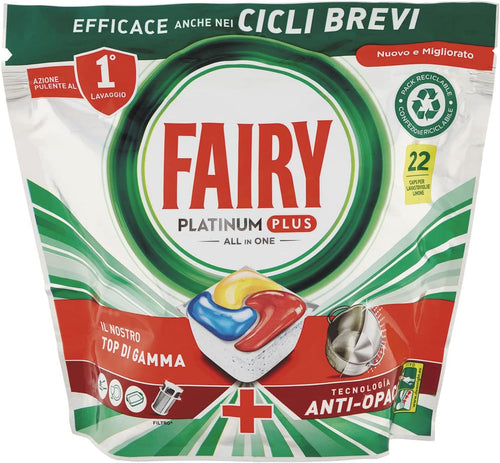 Fairy Tab Lavastoviglie Caps Platinu Plus Yelloe 22 Pezzi, 22pz