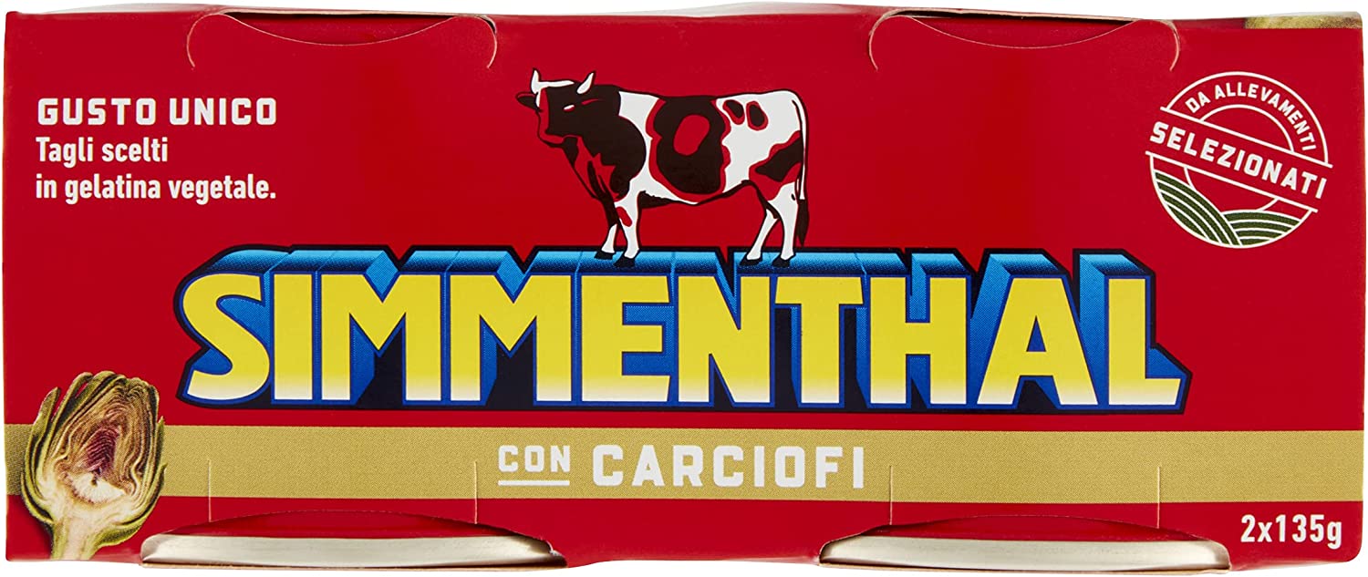 Simmenthal - Carne in Scatola di Bovino Magra Lessata e Condita con Carciofi, 2 Lattine da 135 gr