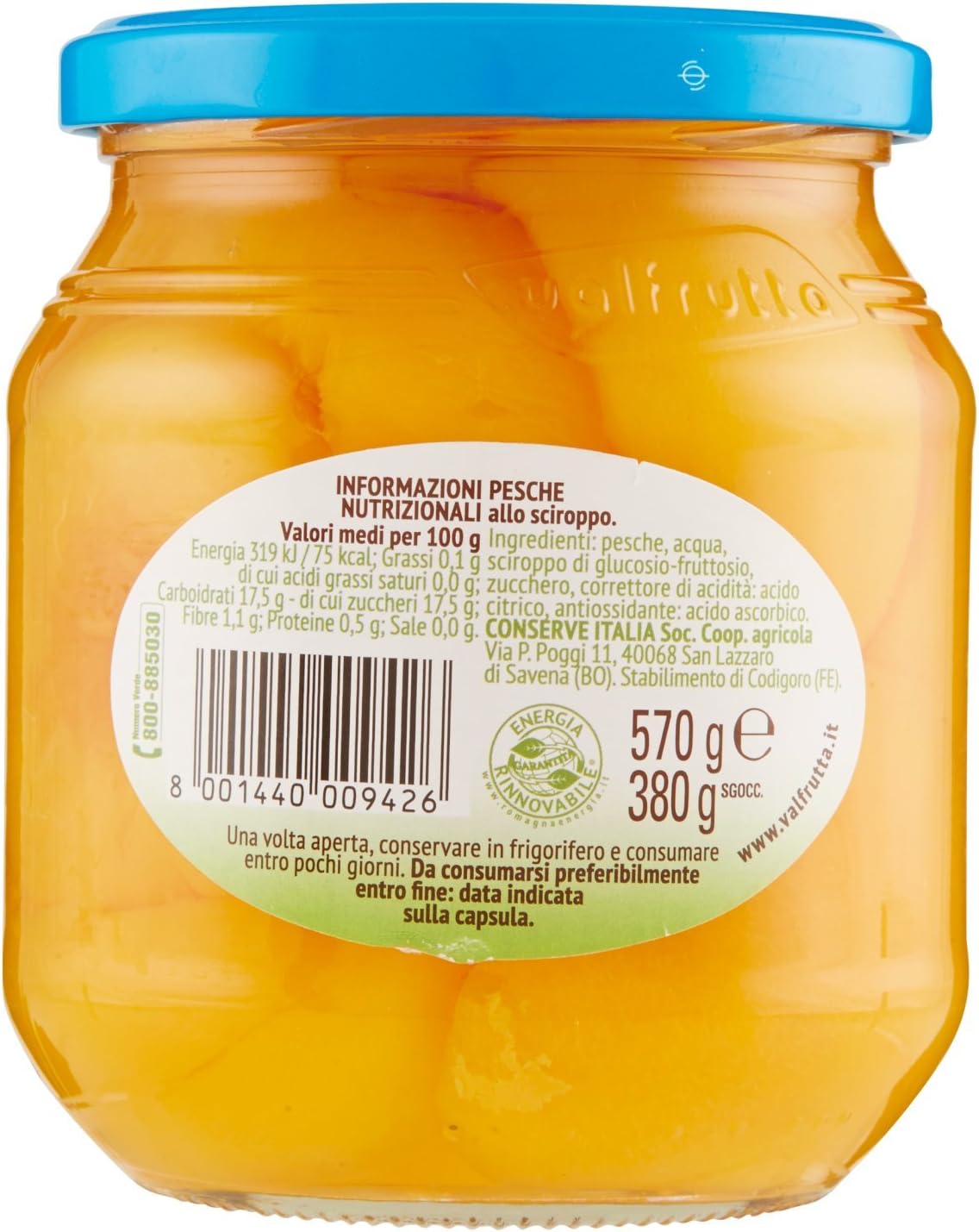 Valfrutta Pesche Italiane allo Sciroppo, 570g