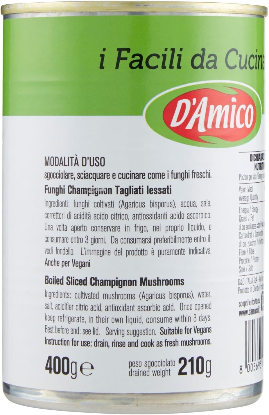 D'Amico Funghi Champignons - 400 gr