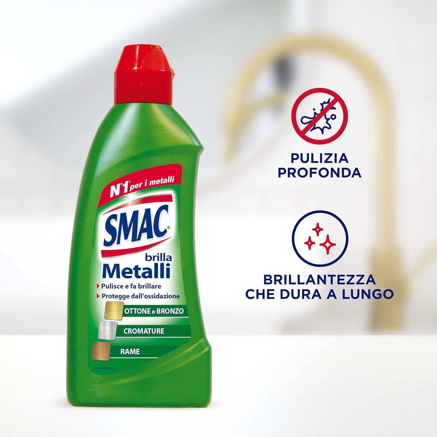 Smac - Brilla Metalli, Detergente Crema per Bronzo, Ottone, Rame e Cromature, Lucida e Protegge dall'Ossidazione, 250 ml