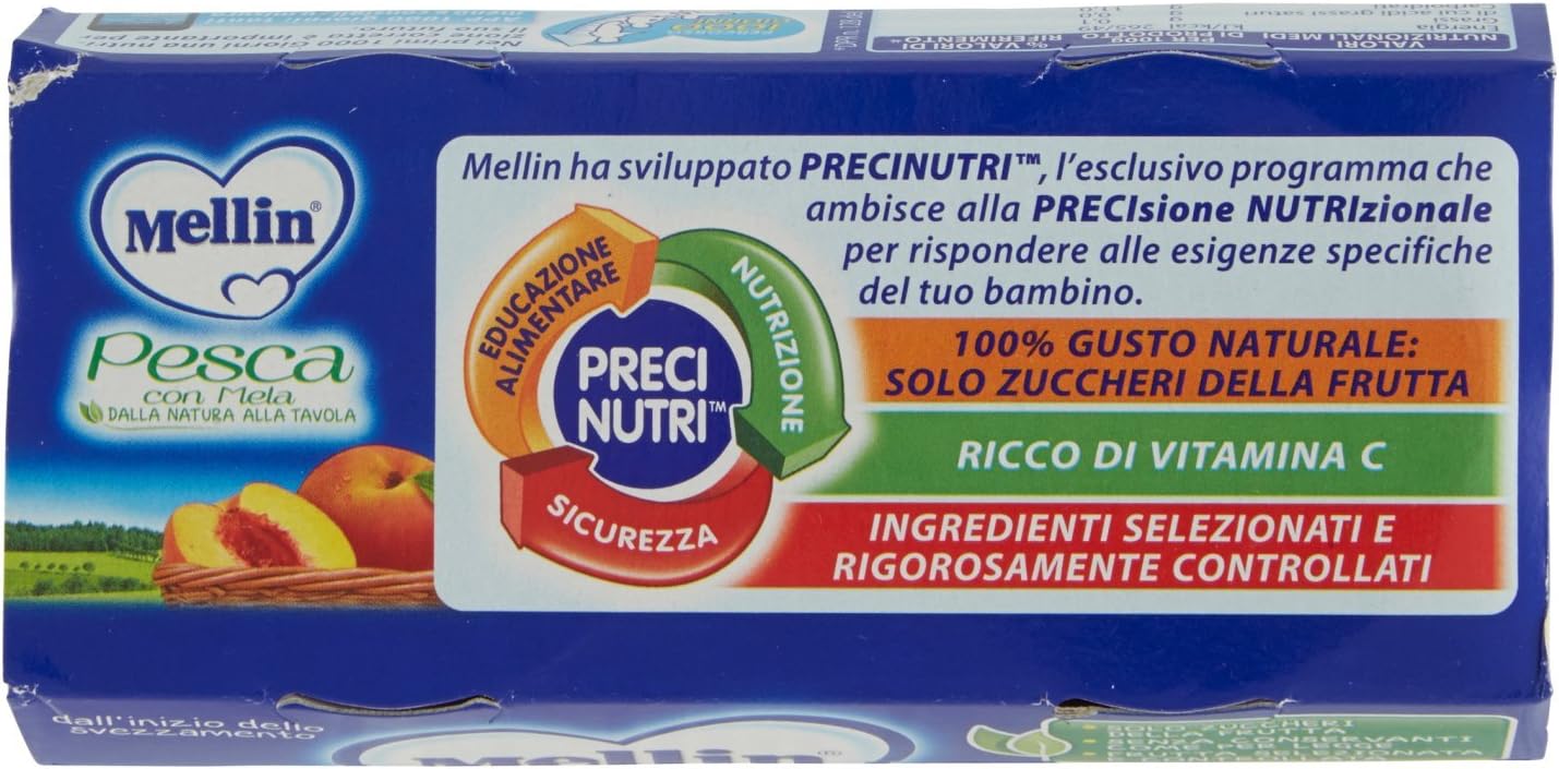 Mellin Omogeneizzato Pesca, 2 x 100g
