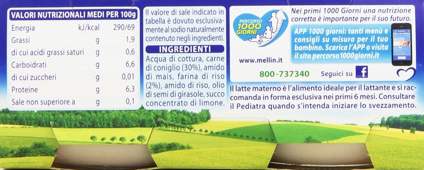 Mellin Omog. Coniglio - 12 confezioni da 2 pezzi da 80 g [24 pezzi, 1920 g]