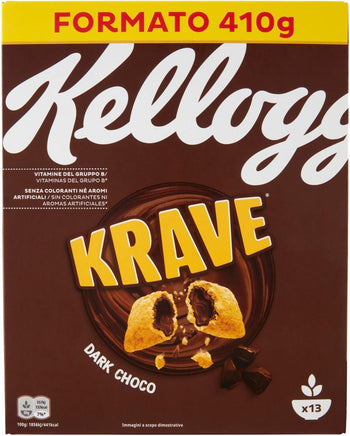 Kellogg's Krave Fagottini di Frumento, Dark Choco, 410g