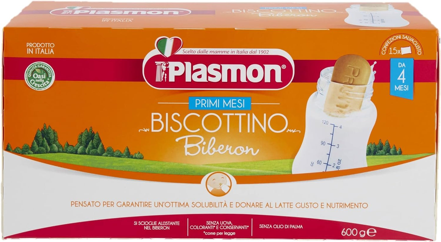 Plasmon il Biscottino Biberon 600g 8 Box senza uova, si scioglie all'istante nel biberon