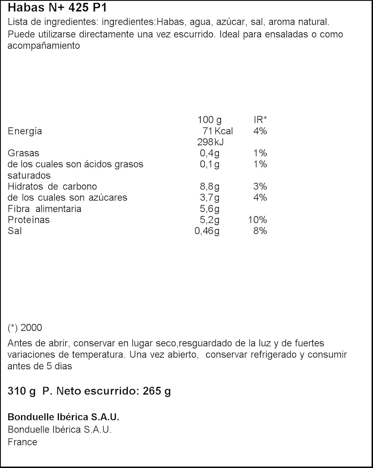 Bonduelle Fave al Vapore, 310g