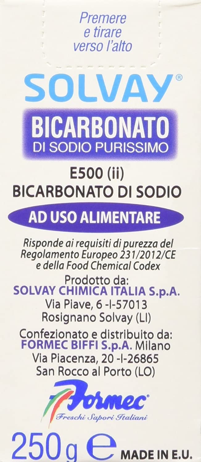 Solvay - Bicarbonato di Sodio, Purissimo, ad uso alimentare - pezzo da 250 g