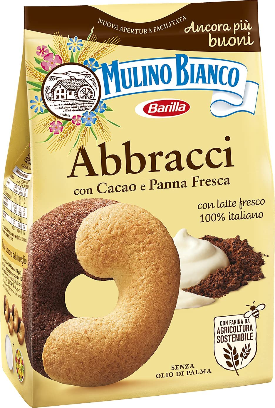 Mulino Bianco Biscotti Abbracci, Cacao e Panna Fresca, 350g