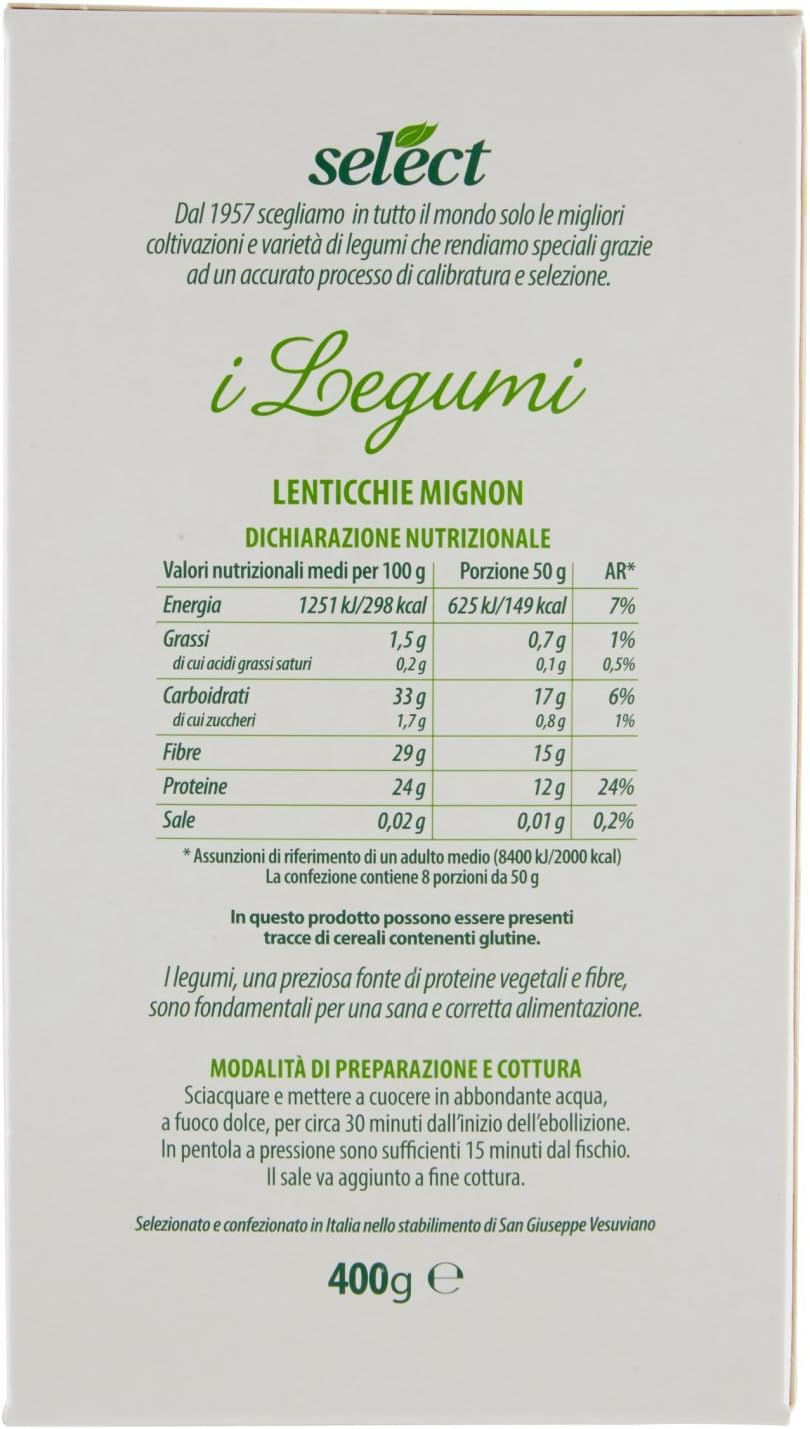 Select Lenticchie Mignon, Coltivate in Canada - 400 gr