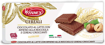 CIOCCOLATO AL LATTE RIPIENO ALLA NOCCIOLA E CEREALI 100GR NO GLUTINE WITORS