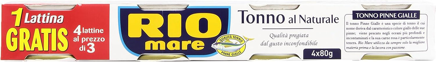 Rio Mare Tonno al Naturale Qualità Pinne Gialle, 1% di grassi, 12 Lattine da 80 g