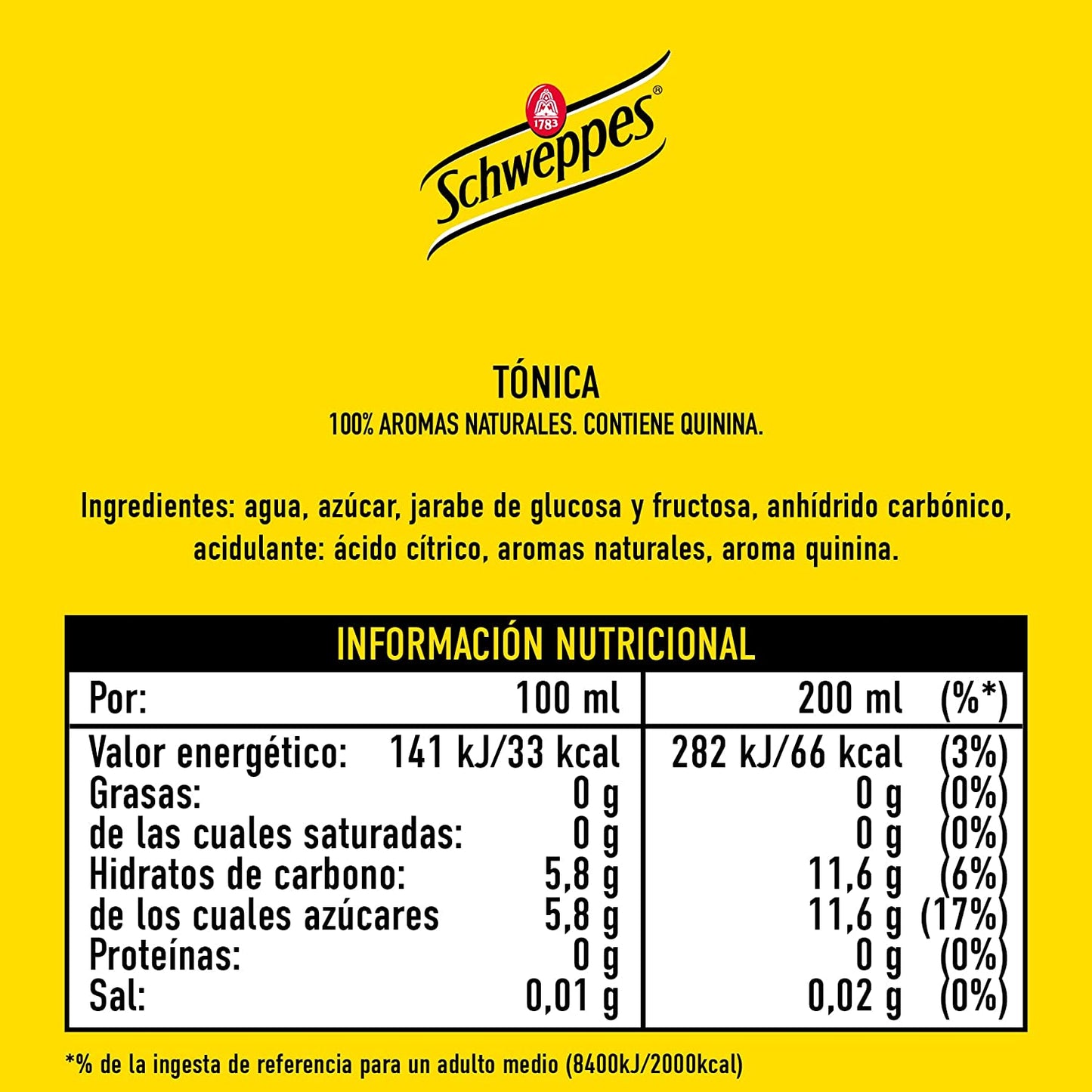 Schweppes – Acqua Tnica, bottiglia da 1 l, confezione da 6