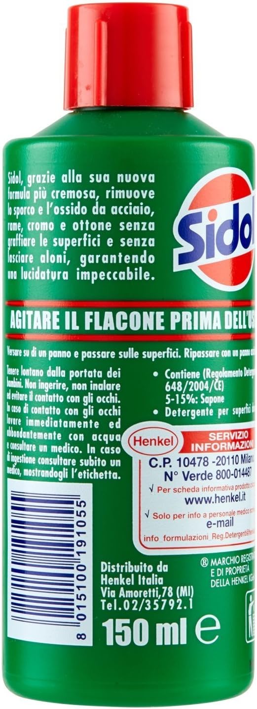 6 x Sidol Lucida Tutti i Metalli Senza Graffiare 150ml