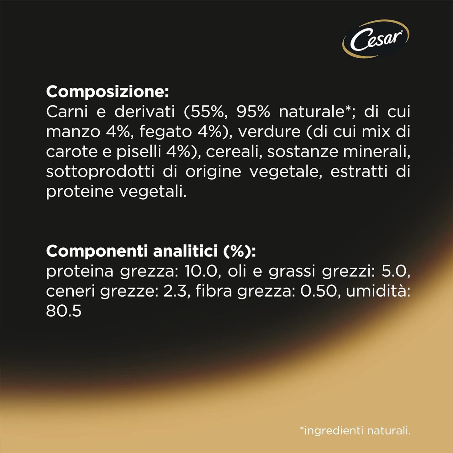 Cesar Selezioni dell'Orto Cibo per Cane con Manzo e Verdure dell'orto 150 g - 14 Vaschette