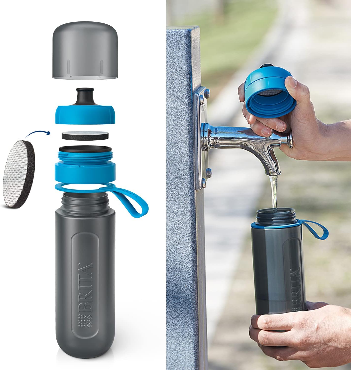 BRITA Filtri MicroDisc per Bottiglia e Borraccia Filtrante per acqua - incl. 3 Filtri per la riduzione di cloro, erbicidi, pesticidi e impurità