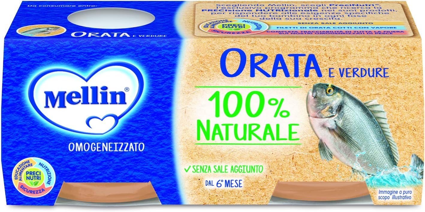 Mellin Omogeneizzato Orata e Verdure - Confezione da 24 Vasetti x 80 g