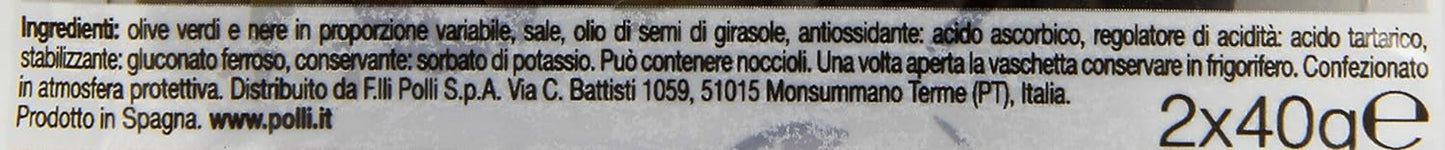 Polli Olive Verdi e Nere a Rondelle, 2 x 40g
