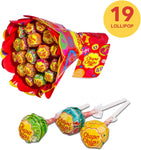 Chupa Chups Flower Bouquet, Lollipop Gusti Frutti Assortiti al Limone, Arancia, Fragola, Mela, Anguria e Ciliegia, Bouquet da 19 lecca lecca Monopezzo, Ottimo come Idea Regalo