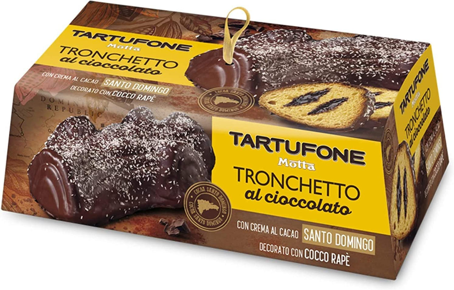 2X Motta Il Tartufone Tronchetto al Cioccolato con Crema al Cacao e Decorato con Cocco, 750 g con Portachiavi [2 Pezzi]