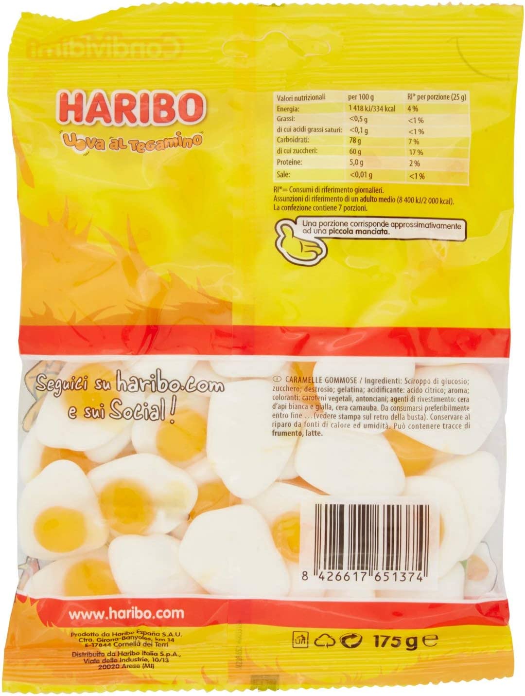 Haribo Uova al Tegamino Caramelle Morbide e Gommose, 175ml