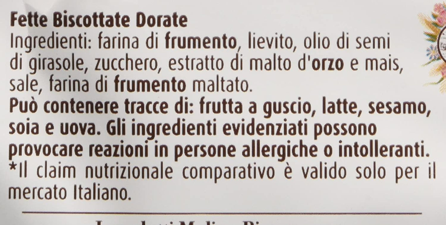 Mulino Bianco - Fette biscottate "Le dorate", 36 fette - 8 pezzi da 315 g [2520 g]