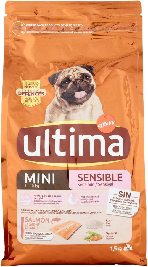 Ultima Cibo per Cani Mini Sensitive con Salmone e Riso - 1,5 kg