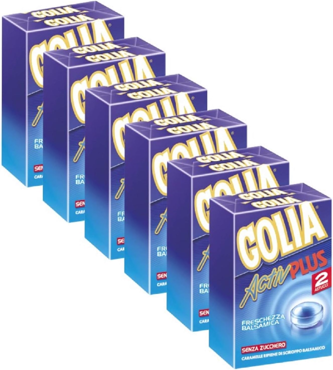 Golia Activ Plus, Caramelle Balsamiche al Mentolo e Eucaliptolo, Effetto Naso Gola, Senza Zucchero, Formato Scorta, 0.56 kg, Confezione da 12 Astucci