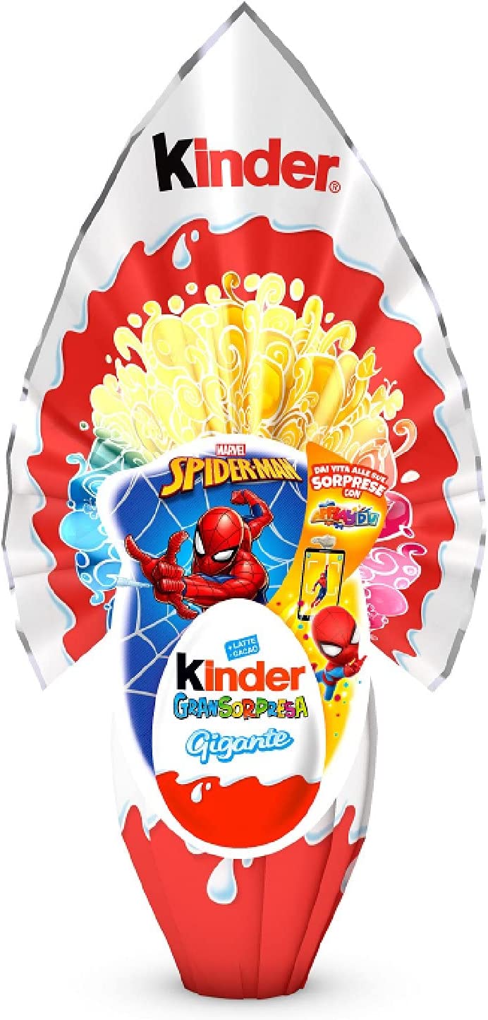 Uovo di Pasqua Kinder GranSorpresa Gigante, uovo di cioccolato finissimo al latte con sorpresa Spiderman, 320g