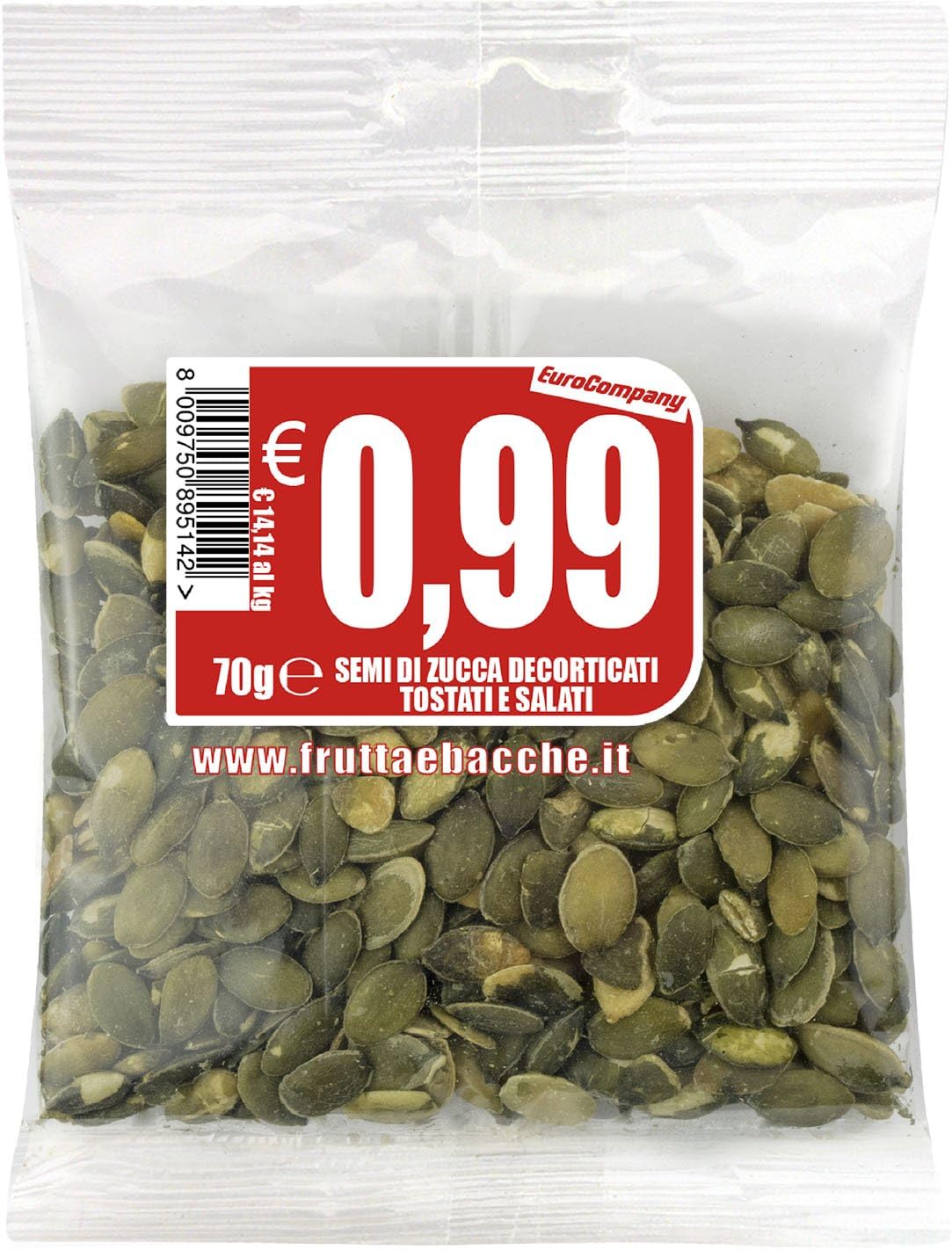 EuroCompany Semi di Zucca Decorticati Tostati e Salati - 70 gr