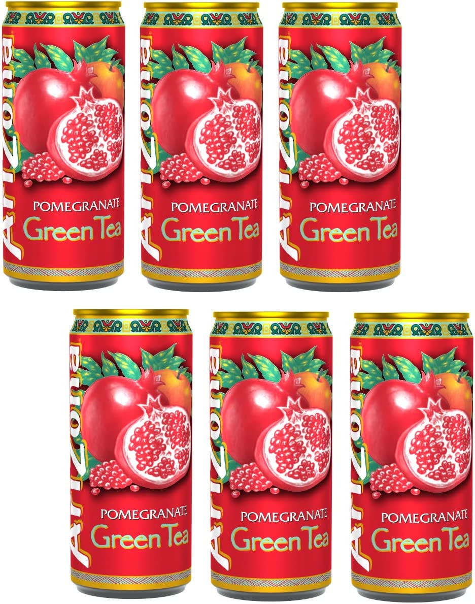 Arizona | Té Verde Melograno | Tè Freddo Melagrana | Lattine di Tè Freddo - 6 x 330 ml. | Ice Tea Pomegranate