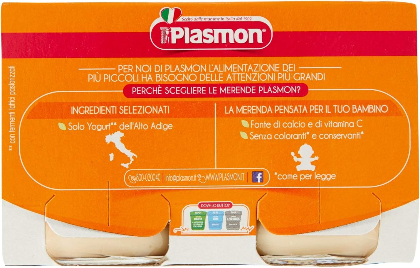 Plasmon Merenda Yogurt e Biscotto Omogeneizzato con Fermenti Lattici Pastorizzati, 2 x 120g