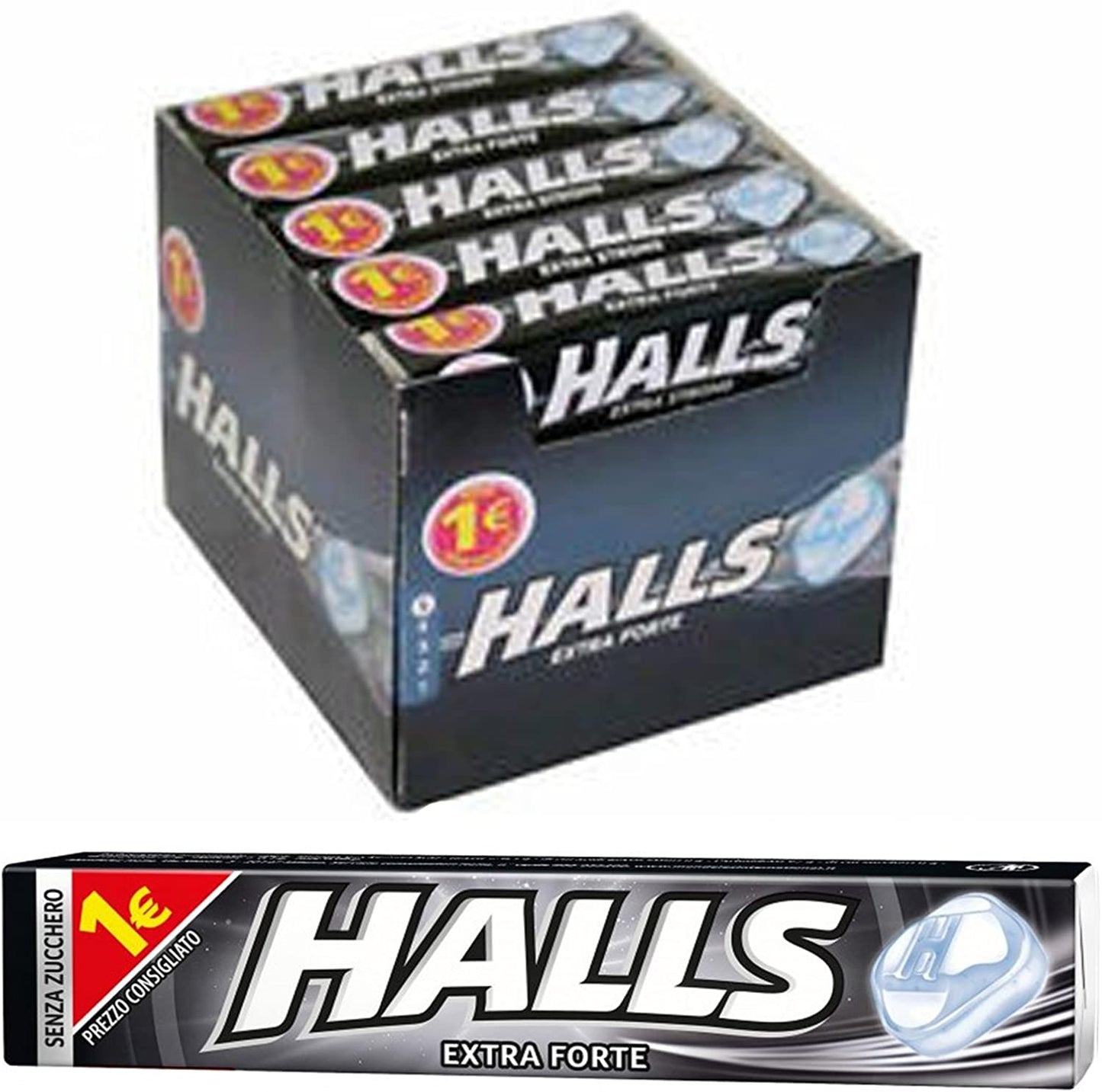 10 BL CARAMELLE RINFRESCANTI HALLS EXTRA FORTE SENZA ZUCCHERO CONFEZIONE MENTOLO