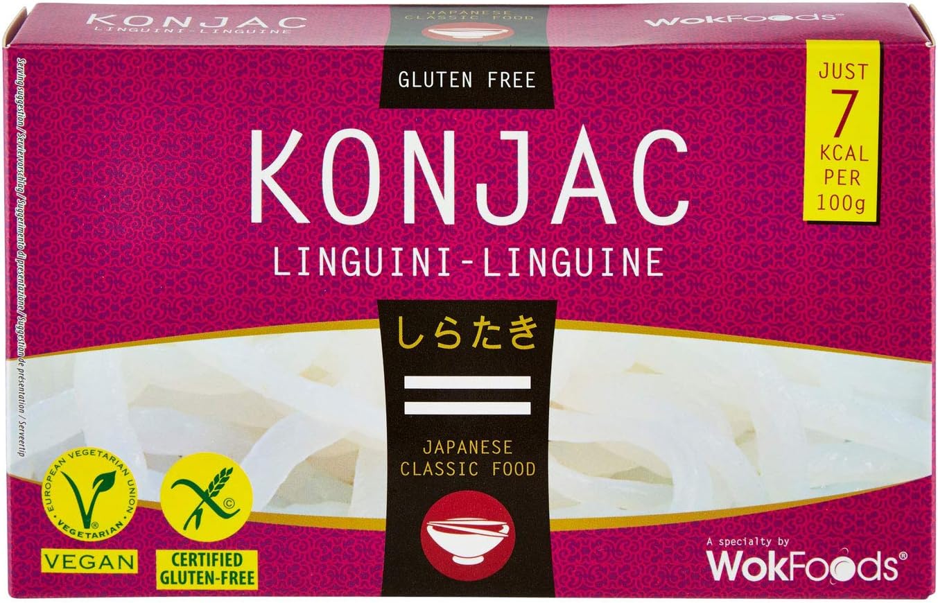 WokFoods Linguini Konjac Japanese Classic Food Gluten Free / Preparato Alimentare con Farina di Konjac Classico Cibo Giapponese - 2 x 200 Gram