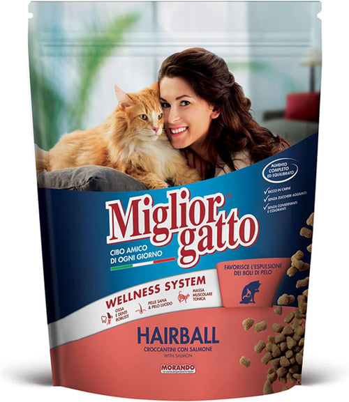MigliorGatto Croccantini hairball Manzo Pollo e Fegato doypack multipack 9 x 800 Grammi